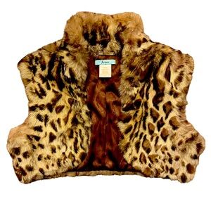Vintage Y2K luxury Marciano by Guess leopard print cropped fur bolero shrug XS